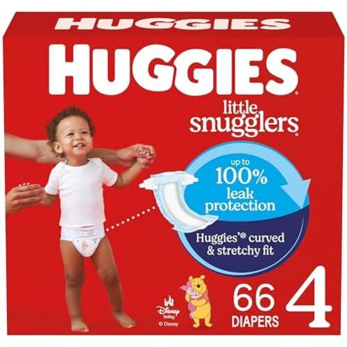 Huggies Size 4 Diapers, Little Snugglers Baby Diapers, Size 4 (22-37 lbs), 66 Count, Packaging May Vary