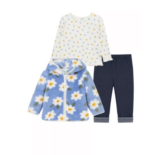 Little Me Baby Girls Floral 3 Piece Sherpa Set | Belk