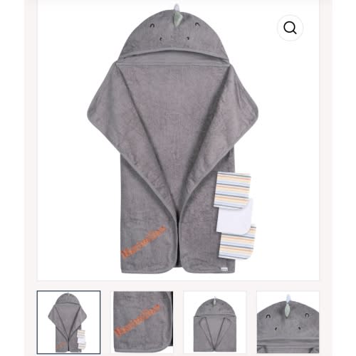 Embroidered 4-Piece Baby Boys Charcoal Dino Towel & Washcloths Set – Gerber Childrenswear