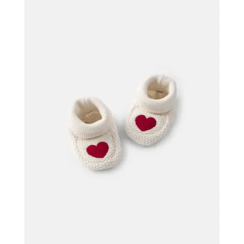 Baby Girl Heart Valentine's Day Baby Booties - Red/Cream | Carter's