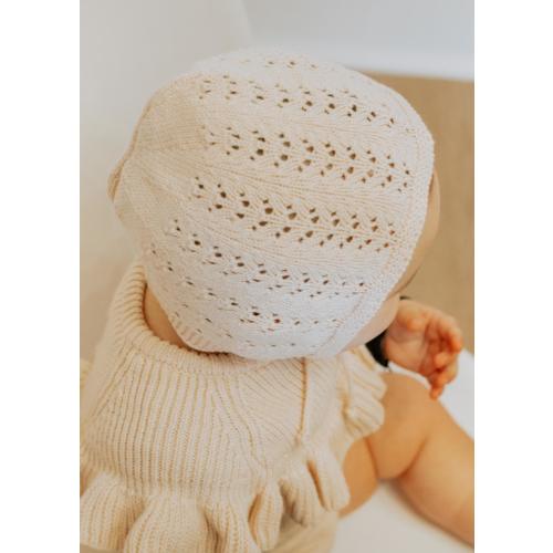 Knit baby bonnet| cotton crochet look hat | Jamie knitted