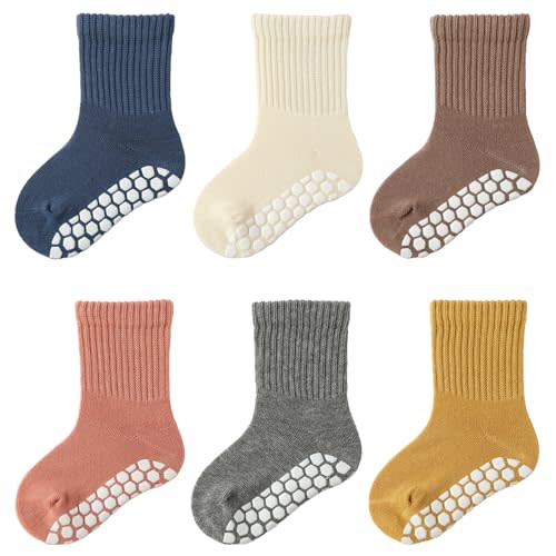Zumou Toddler Non Slip Crew Socks Anti Skid for Baby Little Boys Girls Kids