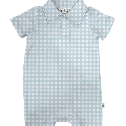Blue Gingham Polo Bamboo Romper – Little Buffalo Creek Co.