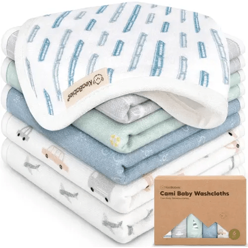 6-Pack Cotton Baby Washcloths for Newborn - Organic Cotton Muslin Soft Wash Cloths for Babies, Infant, Kids, Toddler Towels for Boy, Girl, Super Absorbent Face Cloths, Scratch-free Baby Rags (Vessels)