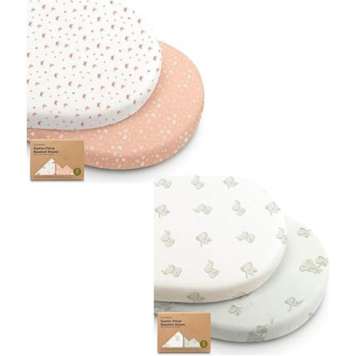 KeaBabies 2-Pack Bassinet Sheets for Girls, Boys - 100% Cotton Bassinet Mattress Sheets Compatible with Halo Bassinest Swivel Sleeper, Graco, Baby Delight, Chicco, Unisex Fitted Bassinet Sheet