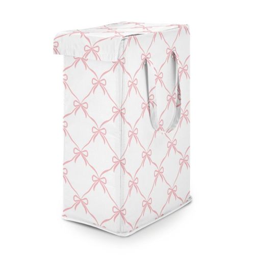 Sweet Jojo Designs Baby Girl Foldable Laundry Hamper with Handles Ballerina and Ballet Bows Pink and White