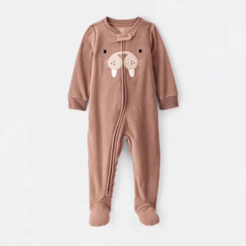 Carter's Baby Boys Footed Fleece Round Neck Long Sleeve One Piece Pajama