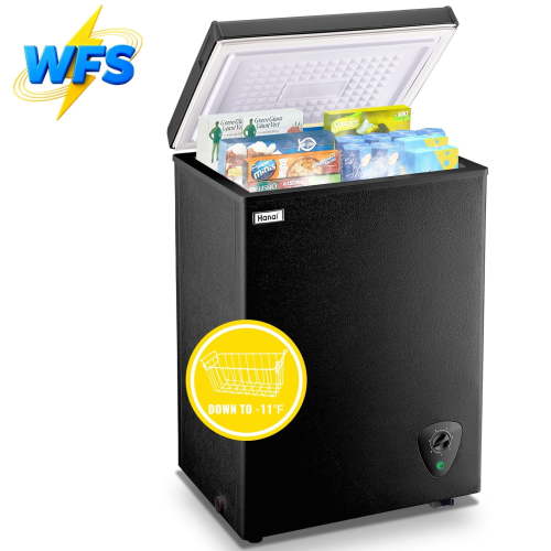 WANAI, Chest Freezer, 3.5 Cu.ft Deep Freeze with 7 Gears, Black