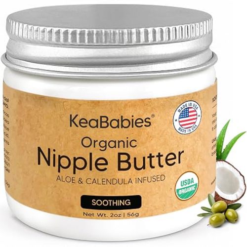 Organic Nipple Butter for Cracked, Sore, Relief - Nursing Nipple Cream Safe for Breastfeeding, 100% Natural Clean Breast Cream, Non Lanolin Balm, Mom Postpartum Breastfeeding Essentials,2oz (Soothing)