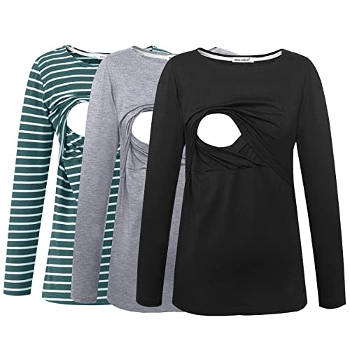 Smallshow Women's Maternity Nursing Tops Comfy Long Sleeve Breastfeeding T-Shirt