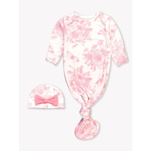 Ruffle Knotted Sleep Gown & Hat Set