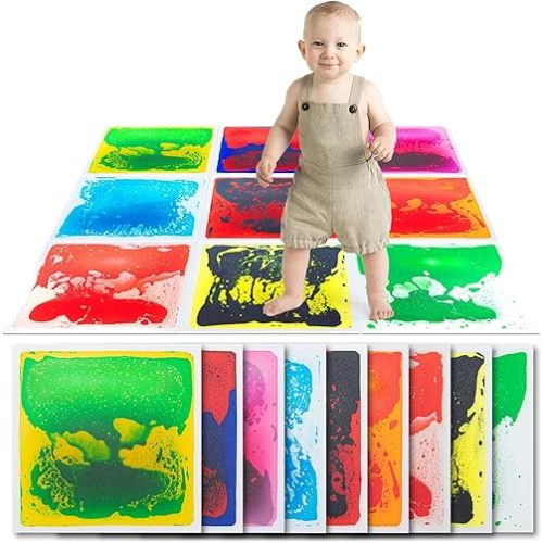 Art3d Liquid Fusion Activity Play Centers for Children, Toddler, Teens, 12" X 12" Pack of 9 Tiles