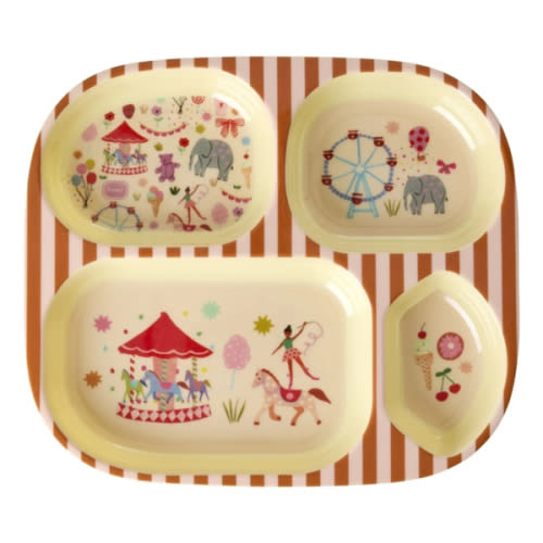 Rice - Fun Fair melamine compartmentalized plate - Pink | Smallable