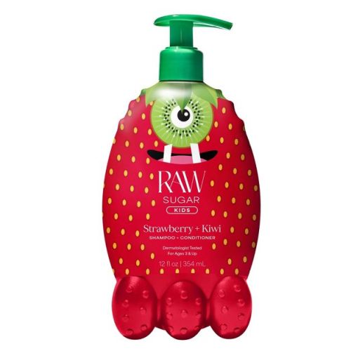 Raw Sugar Kids' Gentle 2-in-1 Shampoo + Conditioner - Strawberry Kiwi - 12 fl oz: For All Hair Types, Daily Use, Vegan