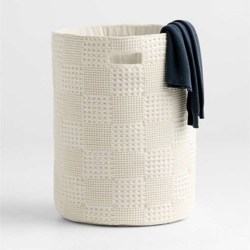 Nella Cream Organic Cotton Waffle Weave Kids Hamper with Handles