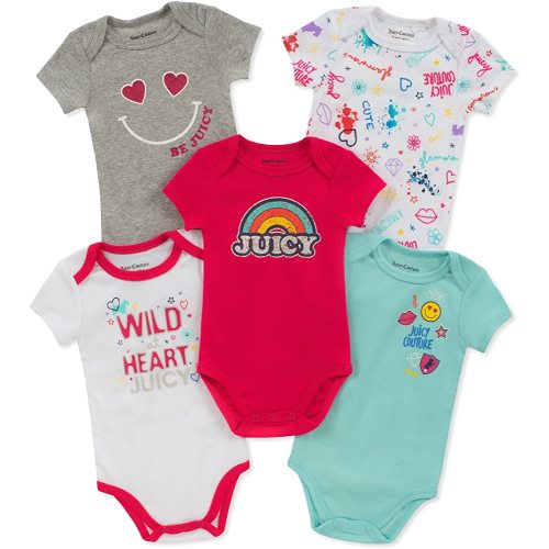 Juicy Couture baby-girls 5 Pieces Pack Bodysuits