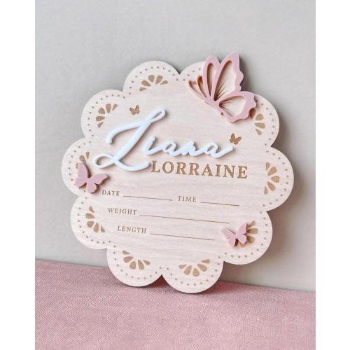 Name Announcement Sign Butterfly Baby Announcement Sign Butterfly Birth Announcement Name Sign Newborn Butterfly Baby Name Announcement Sign