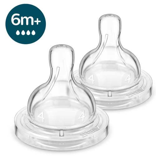 Philips Avent Anti-colic Teats 6m+ Fast Flow 2-pack Clear