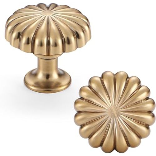 10 Pack Champagne Bronze Cabinet Knobs for Kitchen Cabinets and Dresser Drawers，Zinc Alloy Hardware Handles Pulls，Vintage Cupboard Drawer Knob