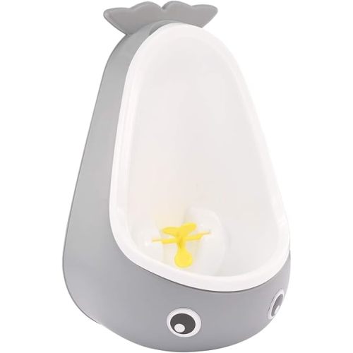 Whale Potty Training Urinal for Boys with Funny Aiming Target , Toddler Boy Toilet Pee Trainer - Gray