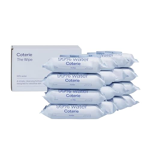 Coterie Baby Wipes for Sensitive Skin, Plant-Based and Plastic-Free Fibers, 99% Water, Hypoallergenic, pH Balanced, Unscented, Clean and Gentle Baby Essentials, 16 Pack, 896 Count