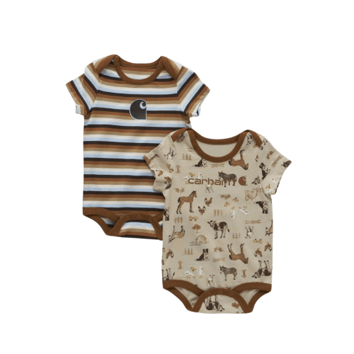 Carhartt Infant Boy's Short Sleeve Farm Brown Set Bodysuit