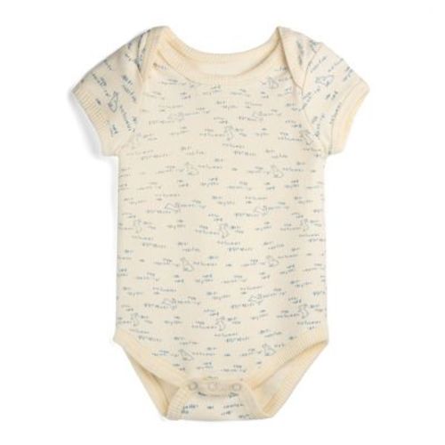 Mightly Baby Fair Trade 100% Organic Cotton Short Sleeve Bodysuit (Bunny Hop, 3-6 months)