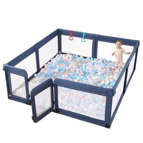 Baby Playpen,Extra Large Playpen for Babies and Toddlers, Sturdy Play Pen Play Yard with Safety Gate,79”x59”Baby Play Pen(Cationic Navy Blue)