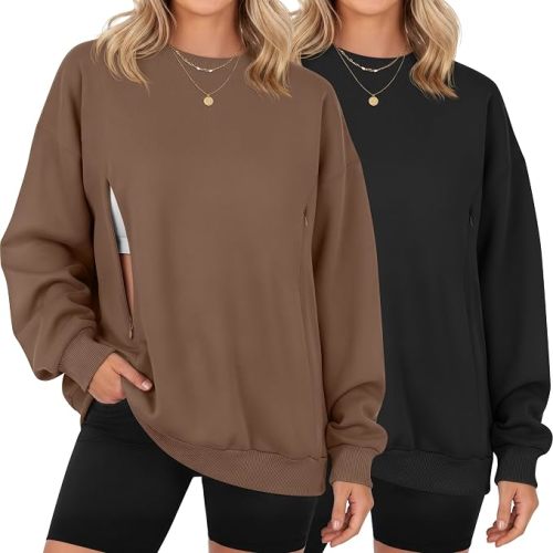 2 Pack Women's Oversize Nursing Sweatshirts