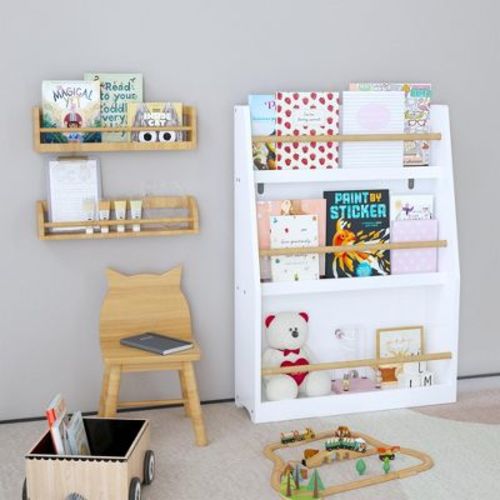 TIRAMISUBEST 3 Tier Kids Book Shelf,Kids Book Rack, Helps Keep Bedrooms, Playrooms, And Classrooms Organized,White - Kids Furniture, Pink