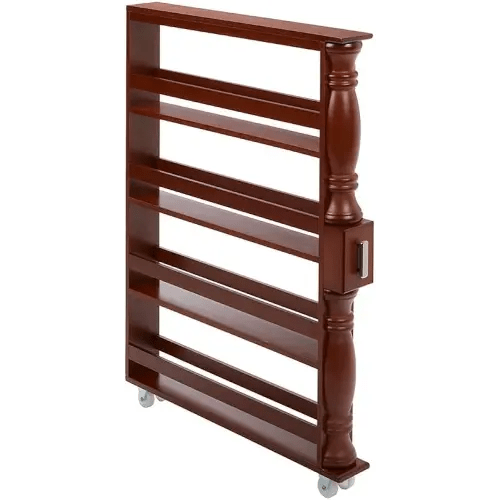 The Lakeside Collection Slim Rolling Can and Spice Racks - Walnut