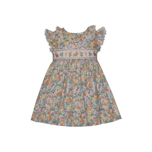 Iris & Ivy Smocked Bunny Print Dress