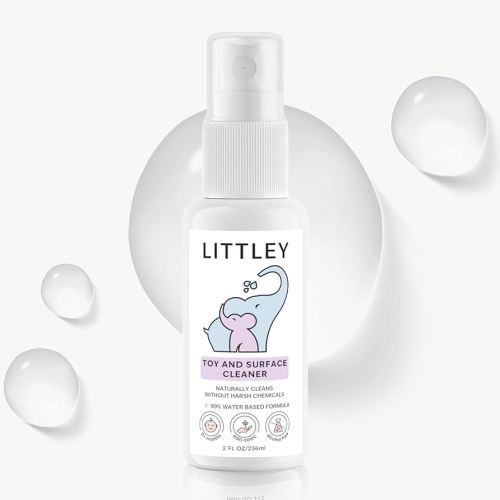 Littley Toy & Surface Cleaner with Hypochlorous Acid, Fragrance-Free, Made Without Ammonia, Bleach, Phosphates, Phthalates, or Dyes, 2oz Travel-Size Spray Bottle