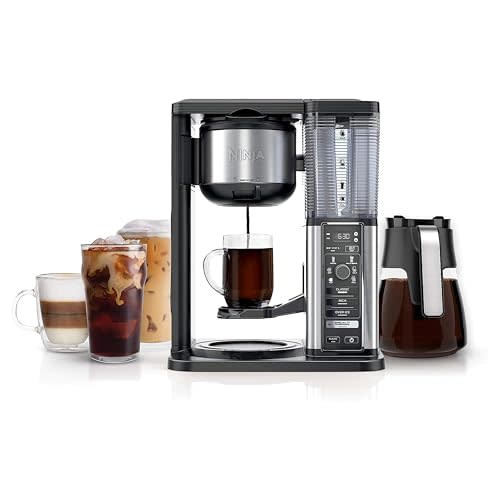 Ninja Coffee Maker, 10-Cup Carafe, Fold-Away Frother, Black, CM401 | Permanent Filter & Removable, Dishwasher Safe Reservoir, 6 Brew Styles, 8 Cup to Travel Mug to Pot Sizes