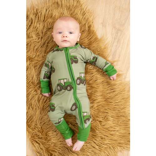 Classic Green Tractor Baby Bamboo Zippy – American Farm Company