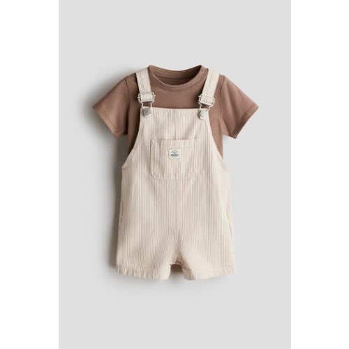 2-piece overall shorts and t-shirt set, 6M