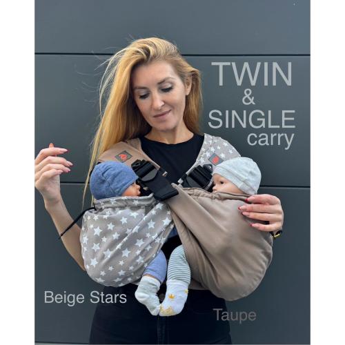 Twin and Single hip carrier, Twins baby carrier, for baby’s and toddler twin, Can be used separately, Cotton Beige and Taupe twin carrier