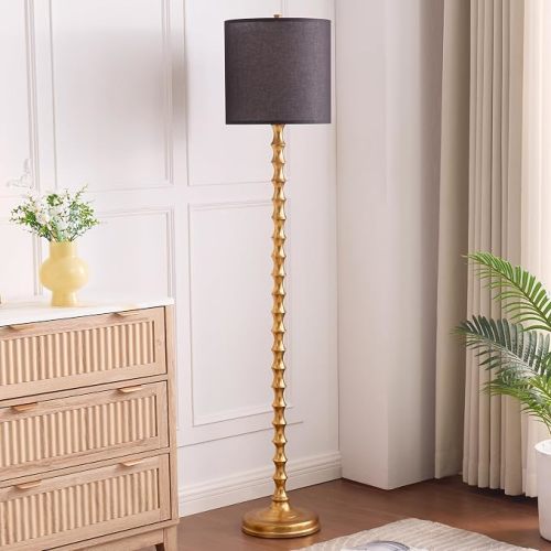 64.5" Gold Floor Lamp for Living Room, Antique Gold Floor Lamps for Bedroom