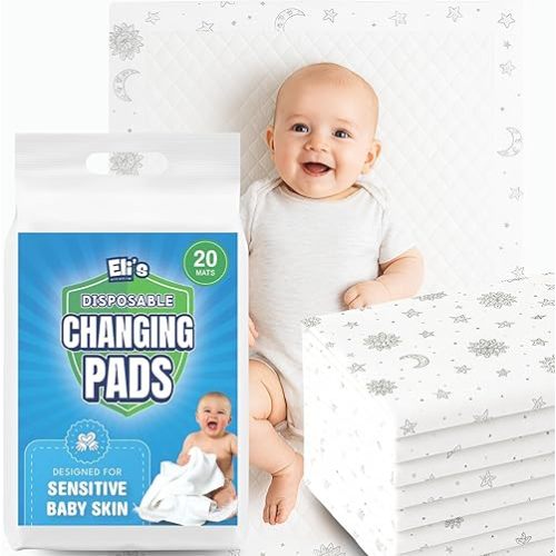 Eli with Love Disposable Baby Changing Pads - Soft, Waterproof & Leakproof Liners Absorbent Underpads - Large Travel Size Diaper Changing Mat for Home, Car, Diaper Bag - (20 Pack, Boho)