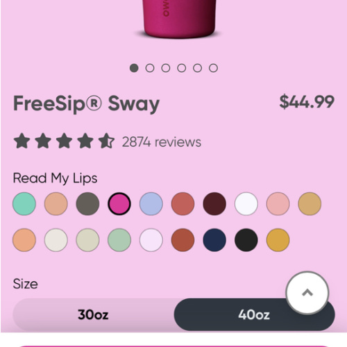 Owala FreeSip® Sway 40 oz Read My Lips (you have to select the right options. Link doesn’t automatically have the right size or color)