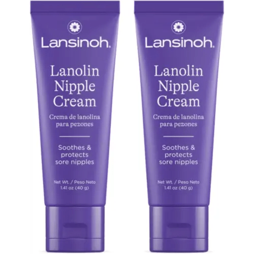 Lansinoh Lanolin Nipple Cream Safe for Breastfeeding Baby, 100% Natural Nipple Butter, Breastfeeding Essentials for Postpartum Moms, 1.41 Ounces (2 Pack)