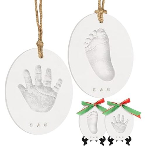 Baby Handprint Footprint Ornament Keepsake Kit Imprint(Charm,Multi-Colored)