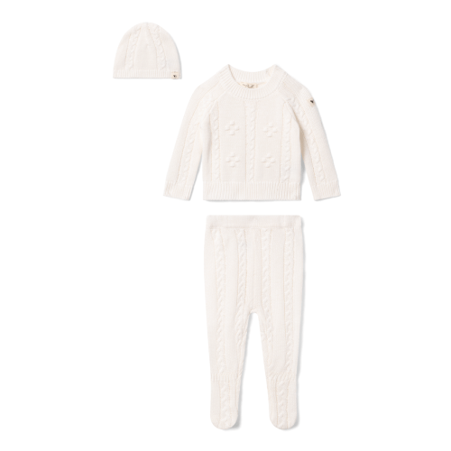 Braided Pointelle Knit Baby Set, 1M- Only a few left