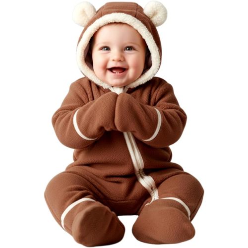PATPAT Fleece Hooded Footed Clothes, Soft Warm Footie Covers, Car Seat Friendly, Easy Zip,Cute Romper Newborn Infant Jumpsuit