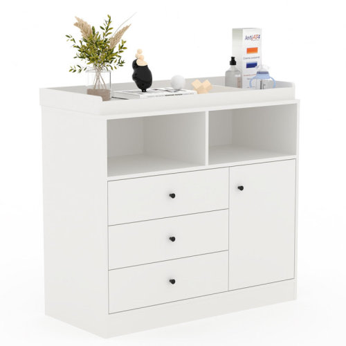 Latitude Run® Nursery Dresser with Detachable Changing Top, Wooden Diaper Station with Shelves & Cabinet | Wayfair