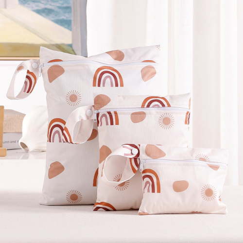 3pcs Cloth Diaper Wet Dry Bags Waterproof Reusable with Two Zippered Pockets Travel Beach Pool Daycare Soiled Baby Items Yoga Gym Bag for Swimsuits or Wet Clothes