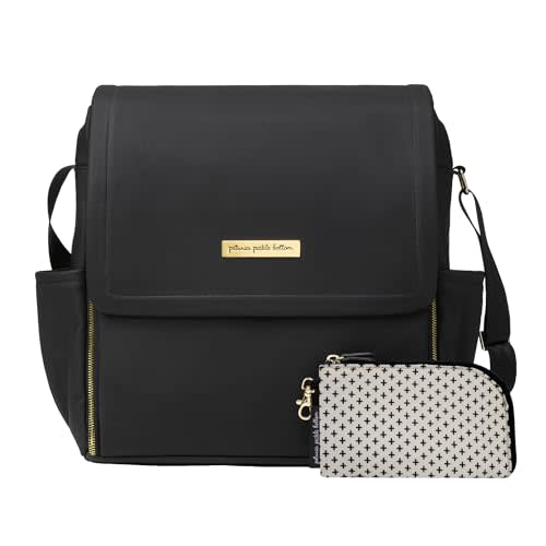 Petunia Pickle Bottom Boxy Backpack, Diaper Bag, Stylish Baby Bag, Spacious Backpack, On-the-Go Moms, Black Leatherette