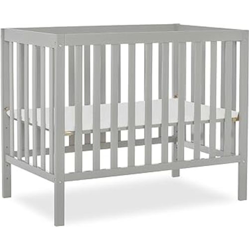 Dream On Me Edgewood 4-in-1 Convertible Mini Baby Crib in Cool Grey GreenGuard Gold & JPMA, Non-Toxic, Compact 40×25×33″ Design, Converts to Mini Daybed & Twin Bed (Rails to Buy) 1″ Mattress Pad