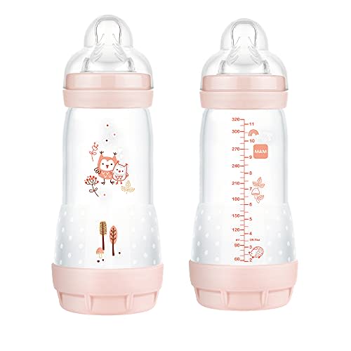 MAM Easy Start Anti Colic Baby Bottle, Easy Switch Between Breast and Bottle, Reduces Air Bubbles and Colic, 2 Pack, 4+ Months, Matte/Girl,2 Count (Pack of 1)