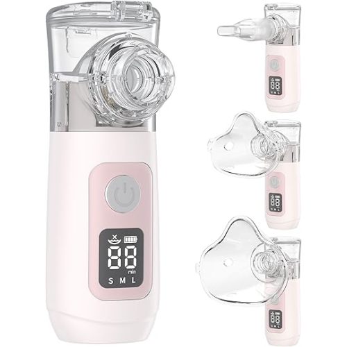 Smart Digital Display Portable Nebulizer for Adults and Kids, Portable Nebulizer with Tube, Mouthpiece and Mask - Rechargeable Nebulizer for Travel and Home Use, Take-Along Nebulizer for Kids -04